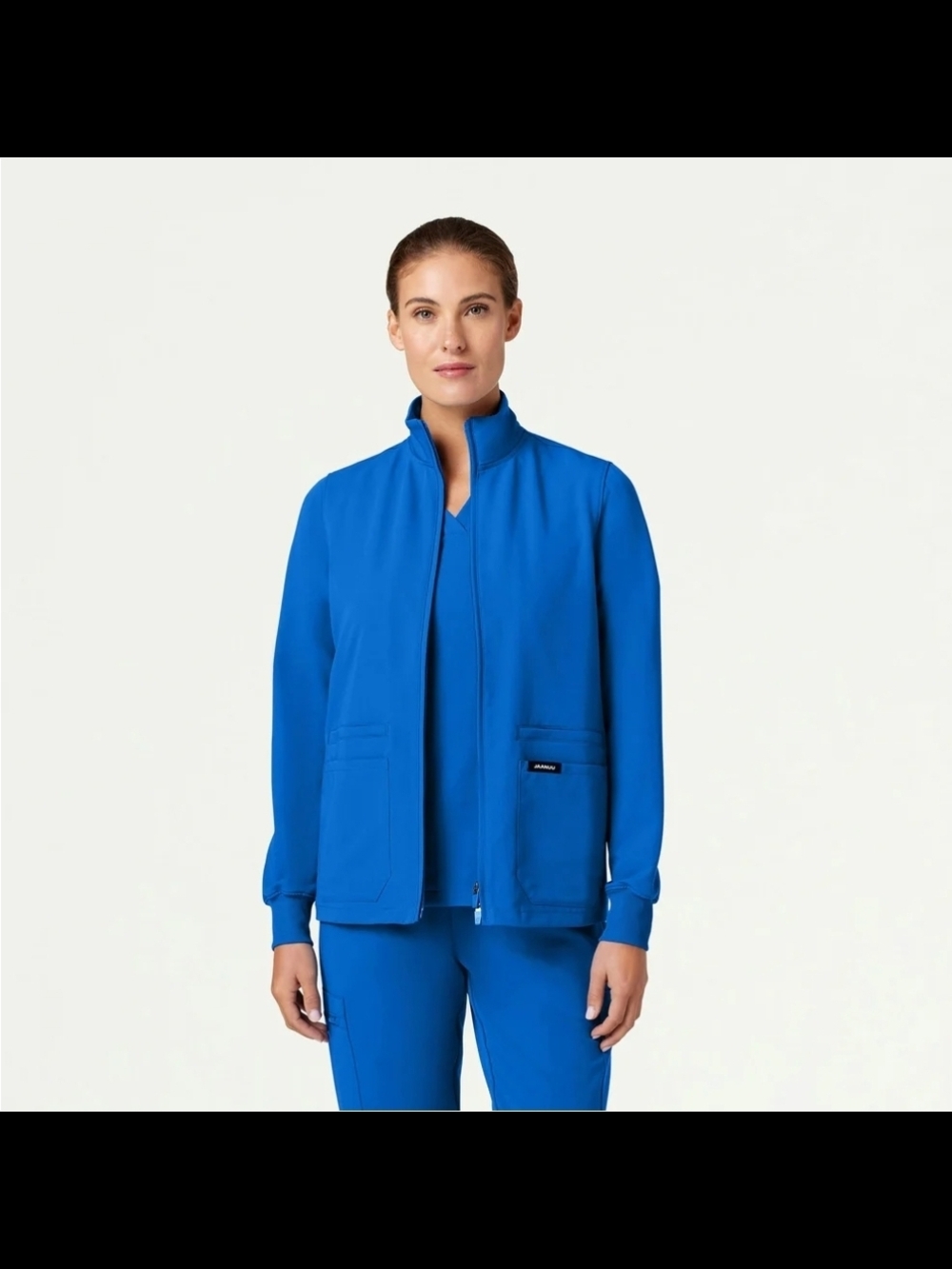 Jaanuu Ceri Essential Royal Blue 6 Pocket Zip-Front Scrub Jacket